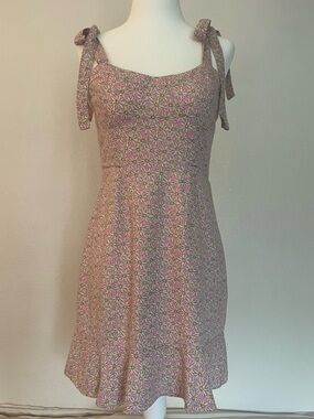 audrey Mauve Pink Floral Tie-Shoulder Mini Sundress